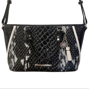 SOLD Brahmin Mini Asher Satchel Black Carlisle Leather Crossbody Evening Bag